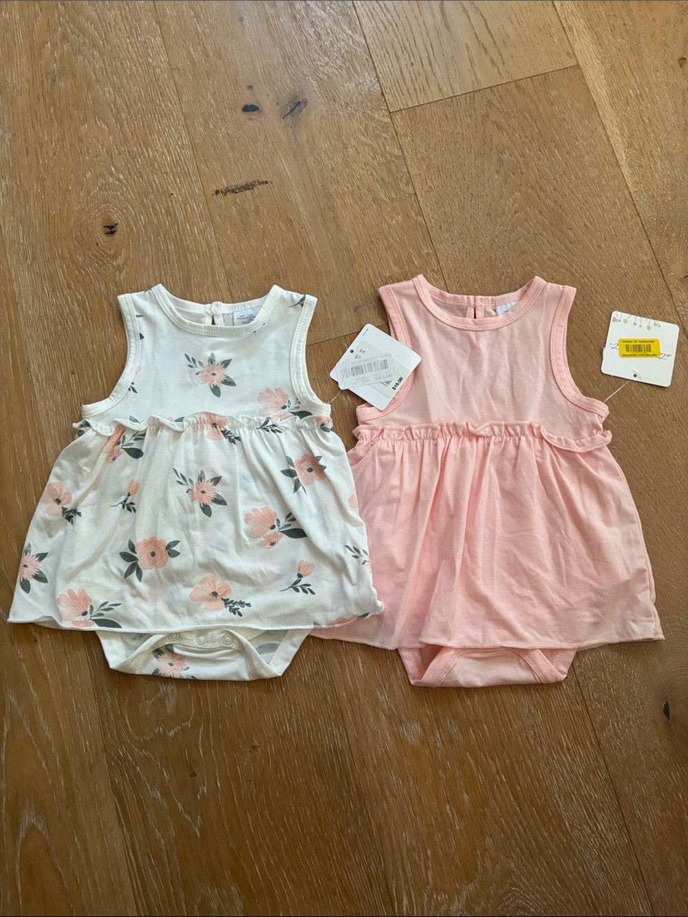 Starting Out Cream Floral and Light Pink Sleeveless Bodysuit Set